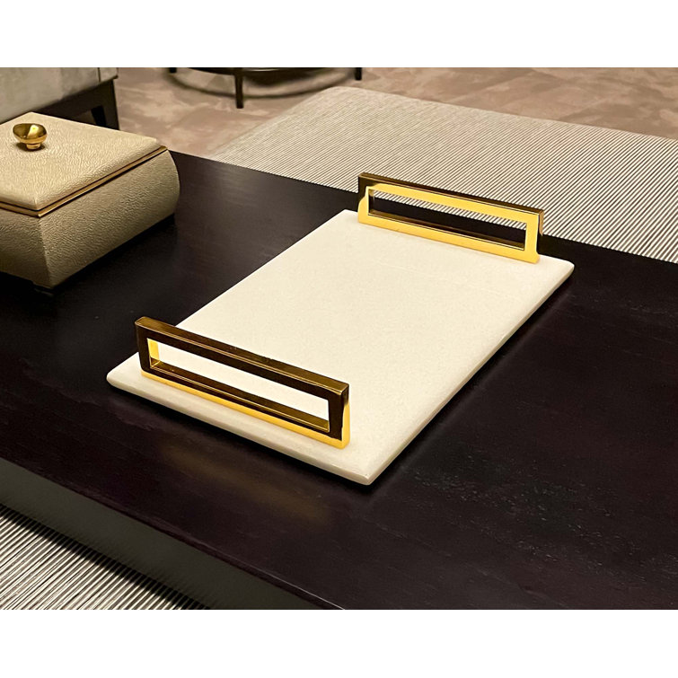 Canora Grey Vargo Marble Vanity Tray with Gold Handles Wayfair.co.uk